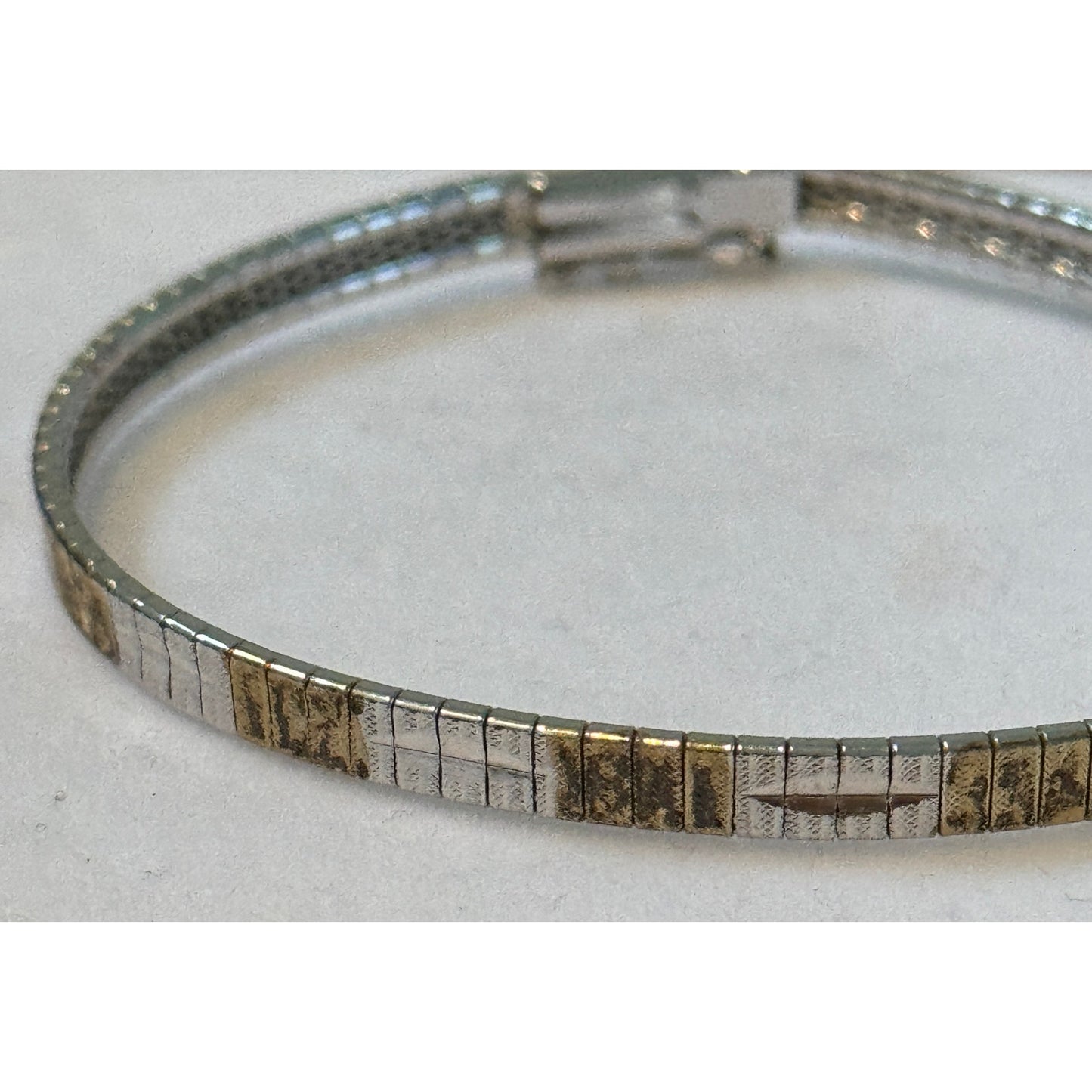 Vintage Italian 925 Sterling Silver Two Tone Gold Wash Textured Bracelet 7.25”