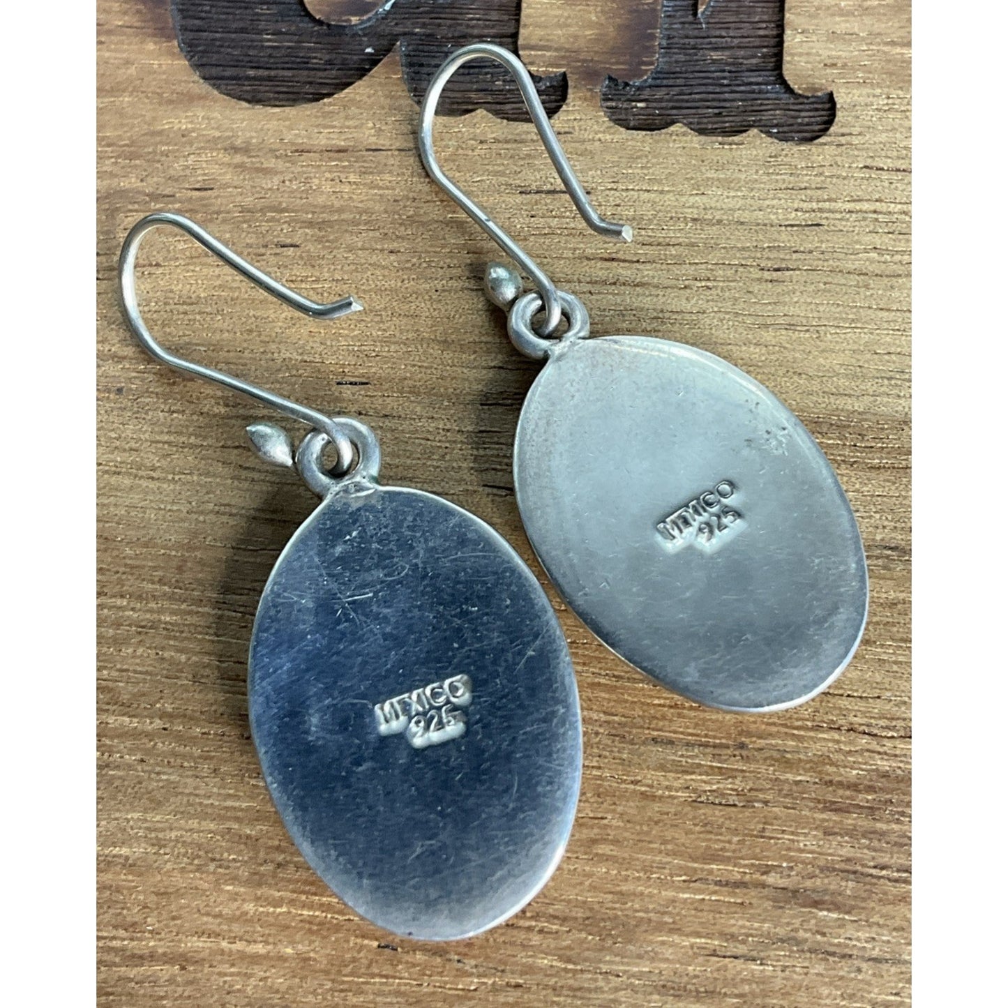 Vintage Sterling Silver Mother of Pearl MOP Dangle Drop Earrings 925