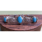 Vintage 925 Sterling Silver Turquoise Bracelet Ornate Filigree Woven Chain 30gr