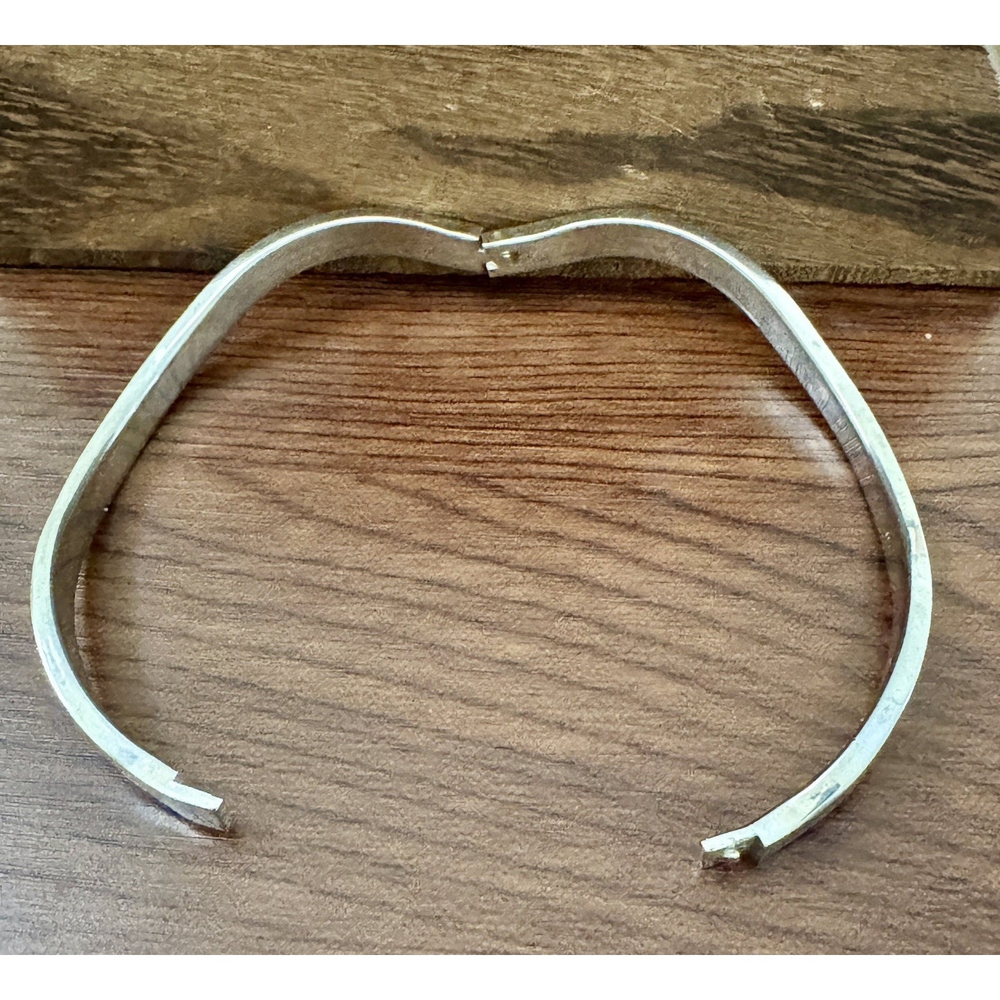 Vintage 925 Sterling Silver Modernist Mid Cen Wave Hinged Bangle Bracelet 26.2g
