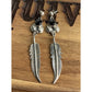 Lorena Sterling Silver Black Onyx Feather Dangle Earrings Southwestern Boho Drop