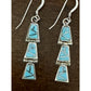 Vintage Sterling Silver Turquoise Inlay Southwestern Dangle Earrings 2.5”