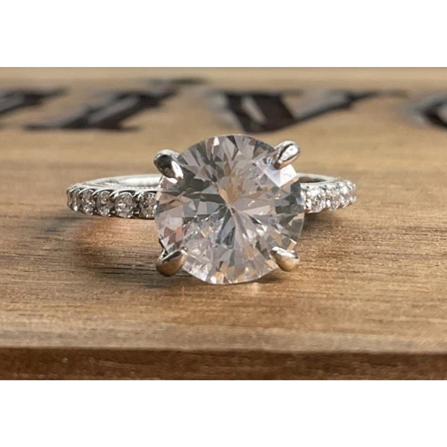 Carizza Sterling Silver Solitaire Bridal Ring Size 6.75 Large Round Engagement