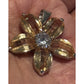 Vintage Sterling Silver Citrine Flower Pendant White Topaz Gem 925 11g