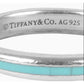 Retired Tiffany & Co. Blue Enamel Sterling Silver Narrow Stripe Band Ring Size 8