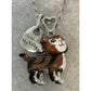 Vintage Calico Cat Enameled Moving Tail And Legs 925 Necklace 21”