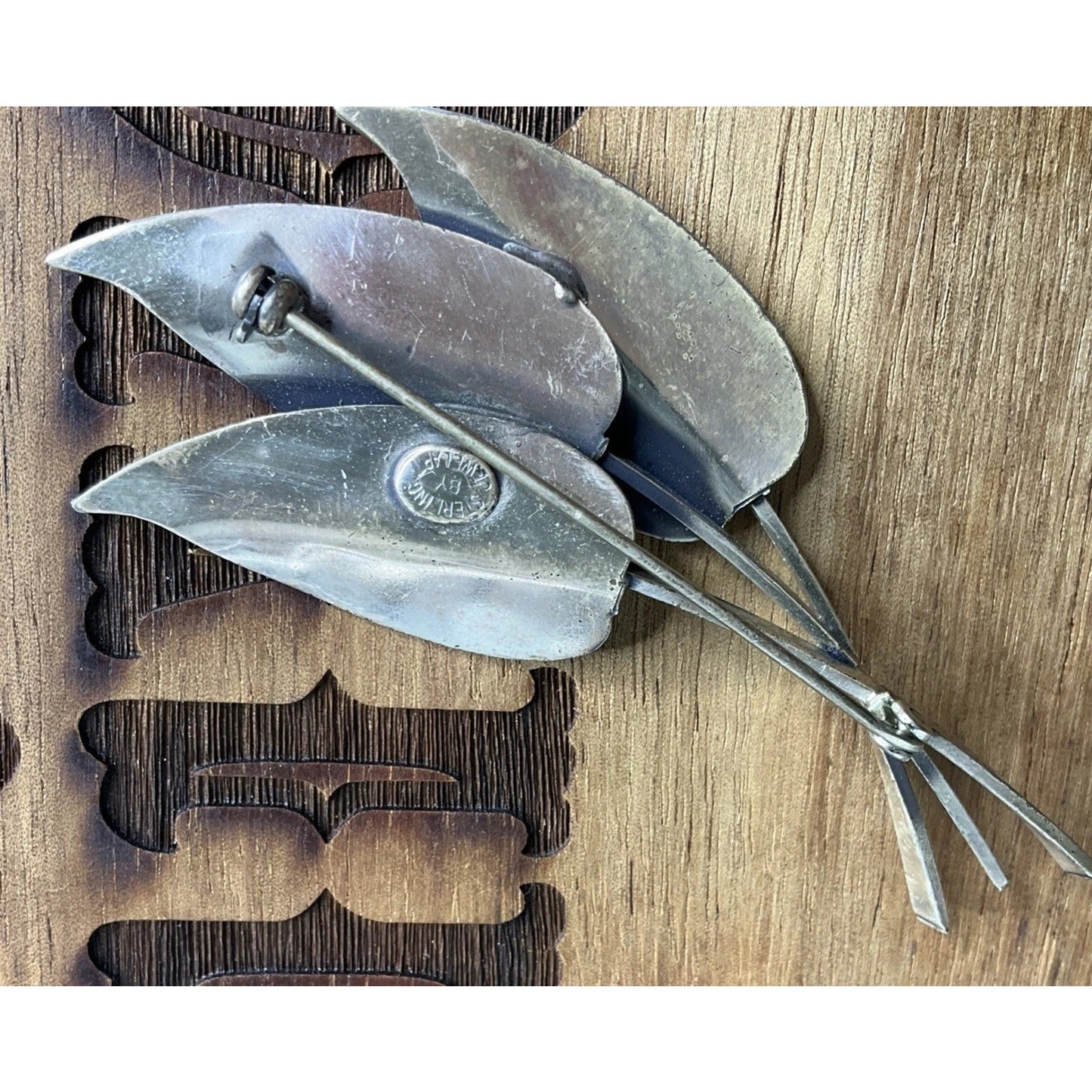 Vintage Jewelart Sterling Silver Leaf Brooch Mid Century Modern Pin 3.25”