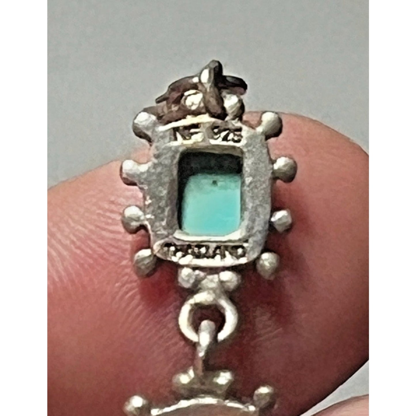 Vintage Southwestern Sterling Silver Turquoise Bracelet 925 Thailand 7¾″ 14g