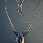 Native American Sterling Lapis Lazuli Pendant Three Liquid Strand Necklace 17”