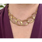 Vintage Erwin Pearl Gold Tone Chunky Chain Choker Statement Necklace 15"