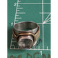 Vintage Sterling Silver & Brass Ring Green Amethyst Prasiolite Cushion Size 7.25