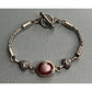 Vintage Sterling Silver Red Gemstone Bracelet Bali Style Toggle 19g