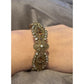 Vintage Etruscan Revival Filigree Rhinestone Amber Glass Bracelet
