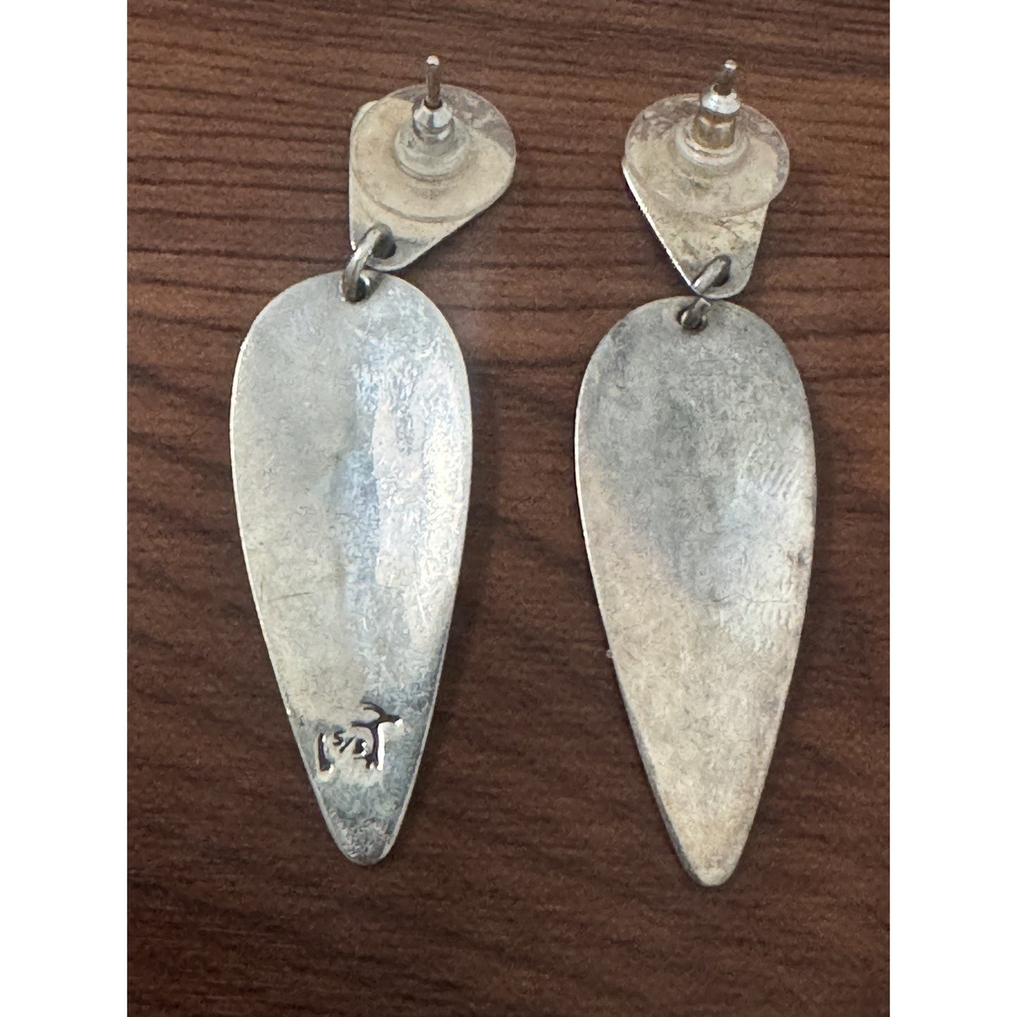Vintage Sterling Silver Lizard Earrings Modernist Gecko Design Signed SA Navajo