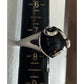KN 925 Sterling Silver Black Onyx Ring Size 7.5 Large Cabochon