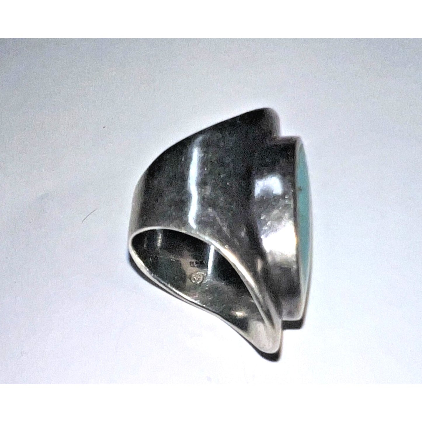 Vintage Sterling Silver Turquoise Ring Bold Oval Cabochon Southwestern Size 7