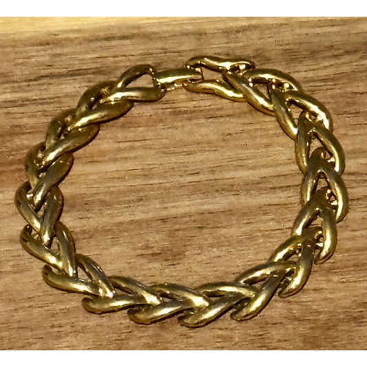 Napier Bracelet Vintage Gold Tone Woven Chain Links Chunky Classic 7.5”