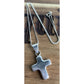 Vintage Sterling Silver Puffy Cross Pendant Necklace Rounded Cross