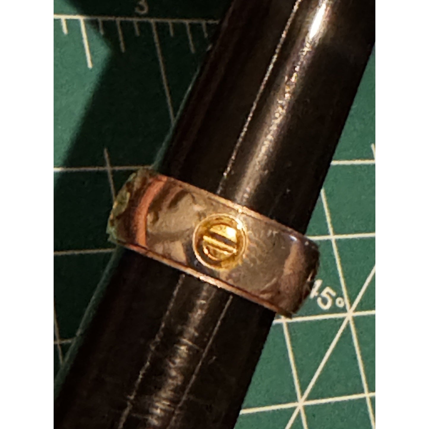 Vintage Italy 925 Sterling Silver Gold Tone Screw Band Ring Size 5