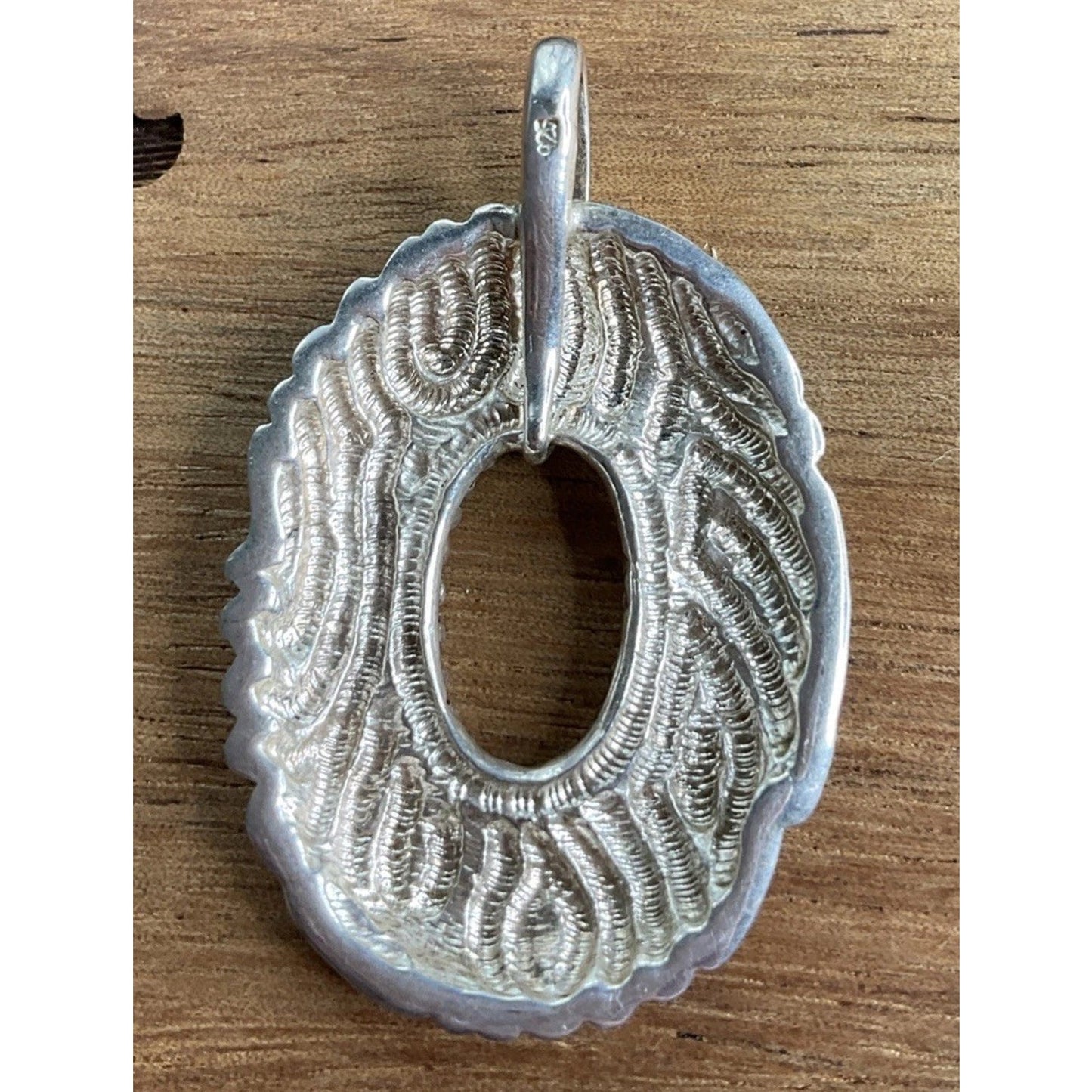 Sterling Silver Southwestern Openwork Pendant 925 Oval Artisan Statement