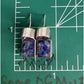 Vintage Sterling Silver Sodalite Amethyst Modernist Dangle Geometric Earrings