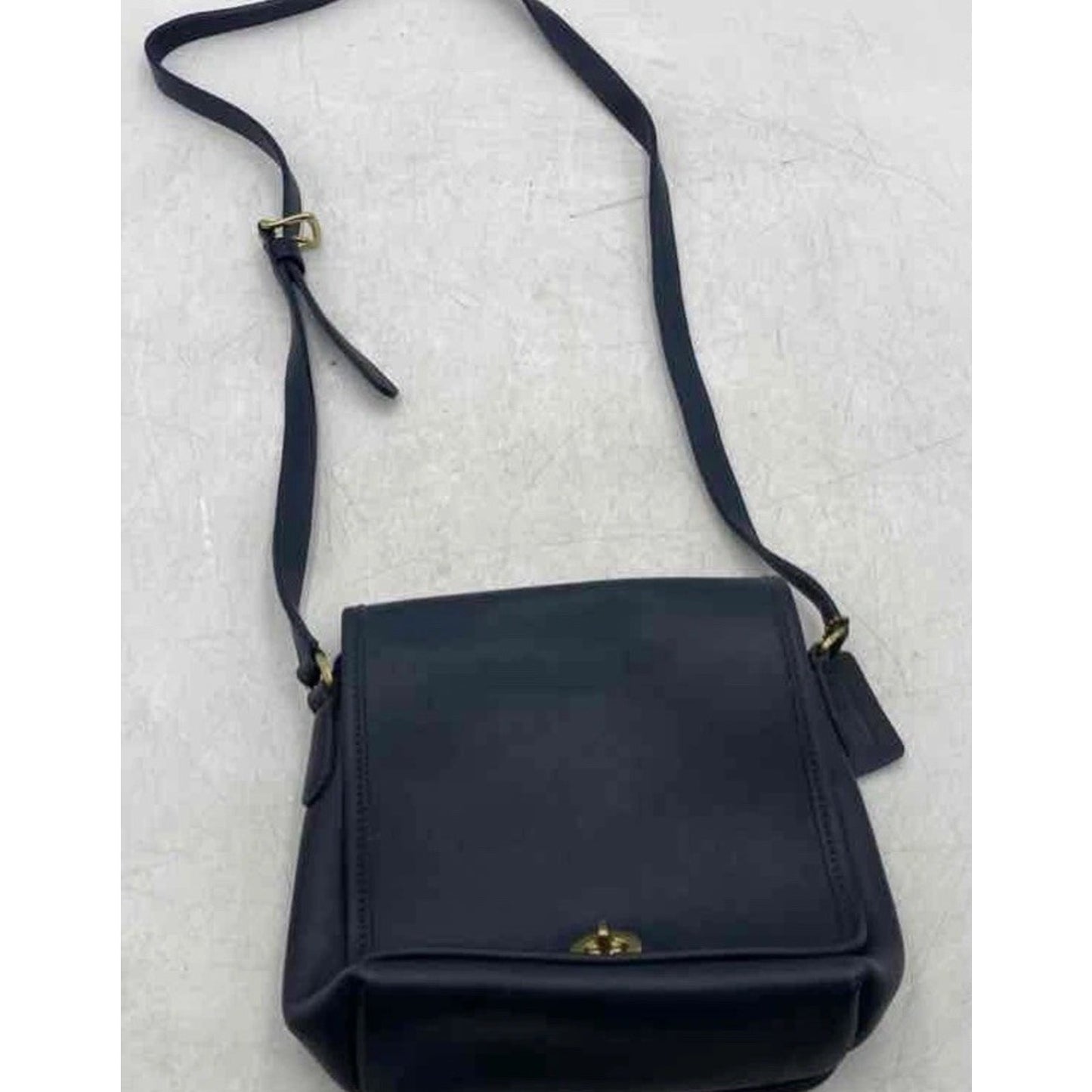 VINTAGE Blue Leather COACH Crossbody Bag Adjustable Strap Flap Closure Purse