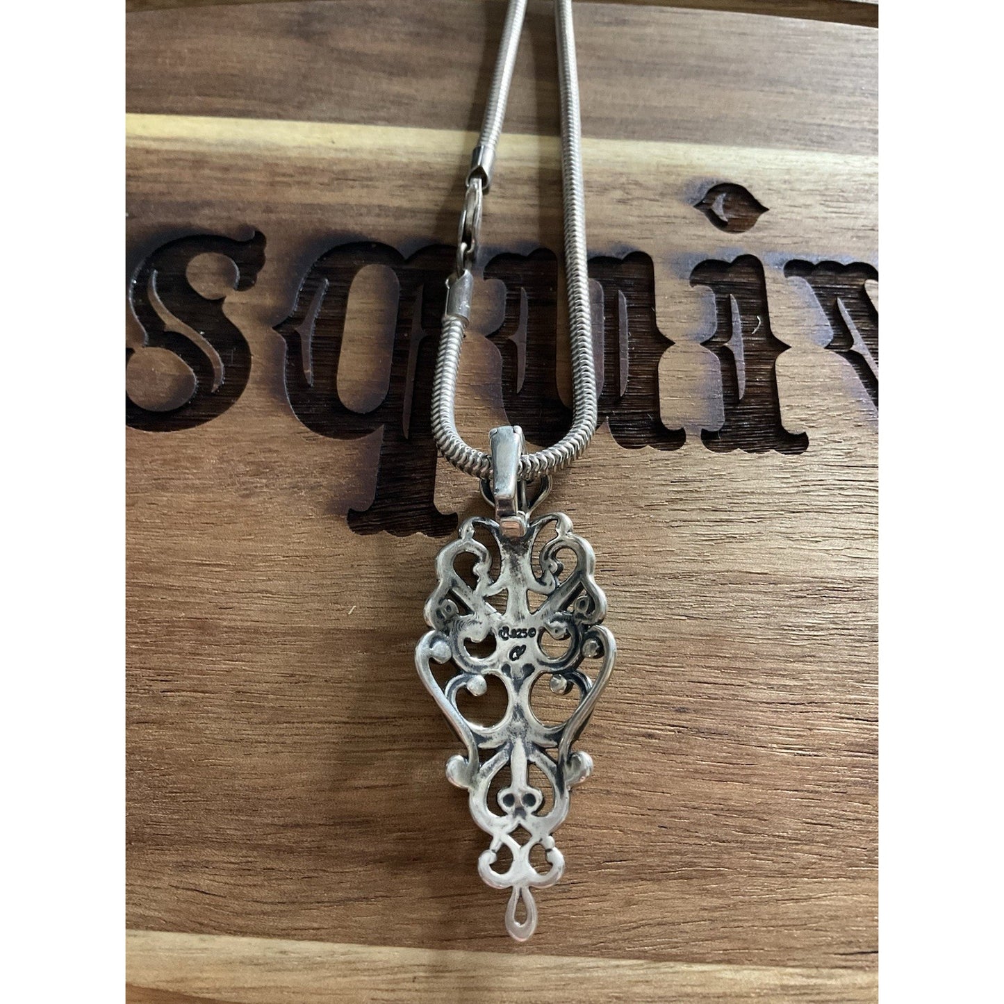 Vintage Carolyn Pollack 925 Sterling Silver Filigree Scroll Pendant Necklace
