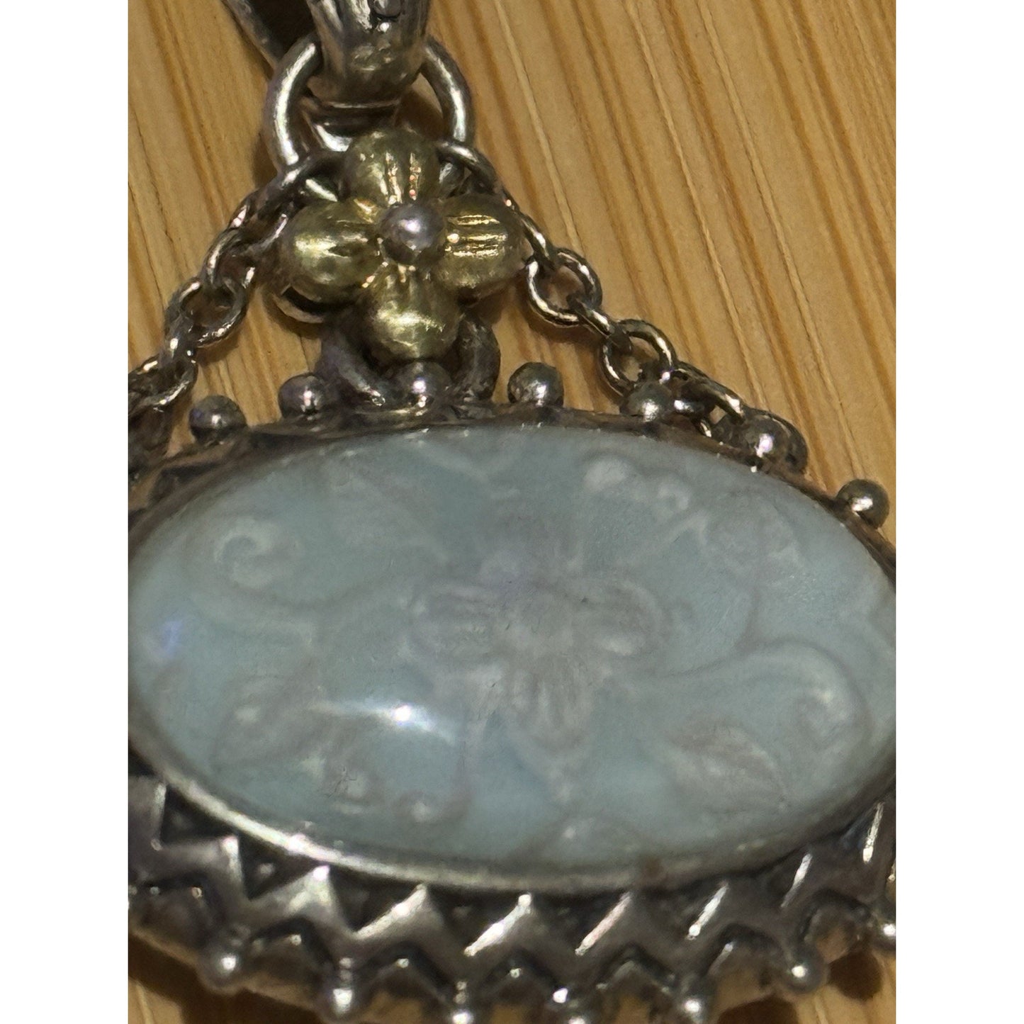 Barbara Bixby 925 Sterling 18K Gold Carved Aquamarine Pendant Enhancer 15g
