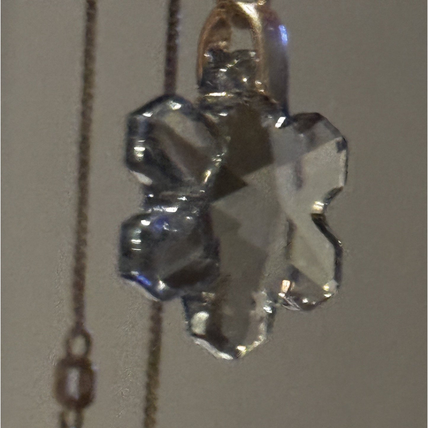Vintage Sterling Silver Swarovski Crystal Snowflake Pendant Necklace 18”