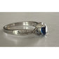 Sterling Silver Blue Sapphire Ring Size 8.5 Round Solitaire Halo Twist