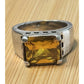 Vintage EX EX Sterling Silver 4-5 Carat Citrine Emerald Cut 925 Ring Size 8, 15g