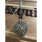 Vintage Sterling Silver Filigree Heart Pendant Necklace 925 Large Ornate Scroll