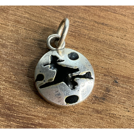 Vintage Sterling Silver Witch Moon Charm