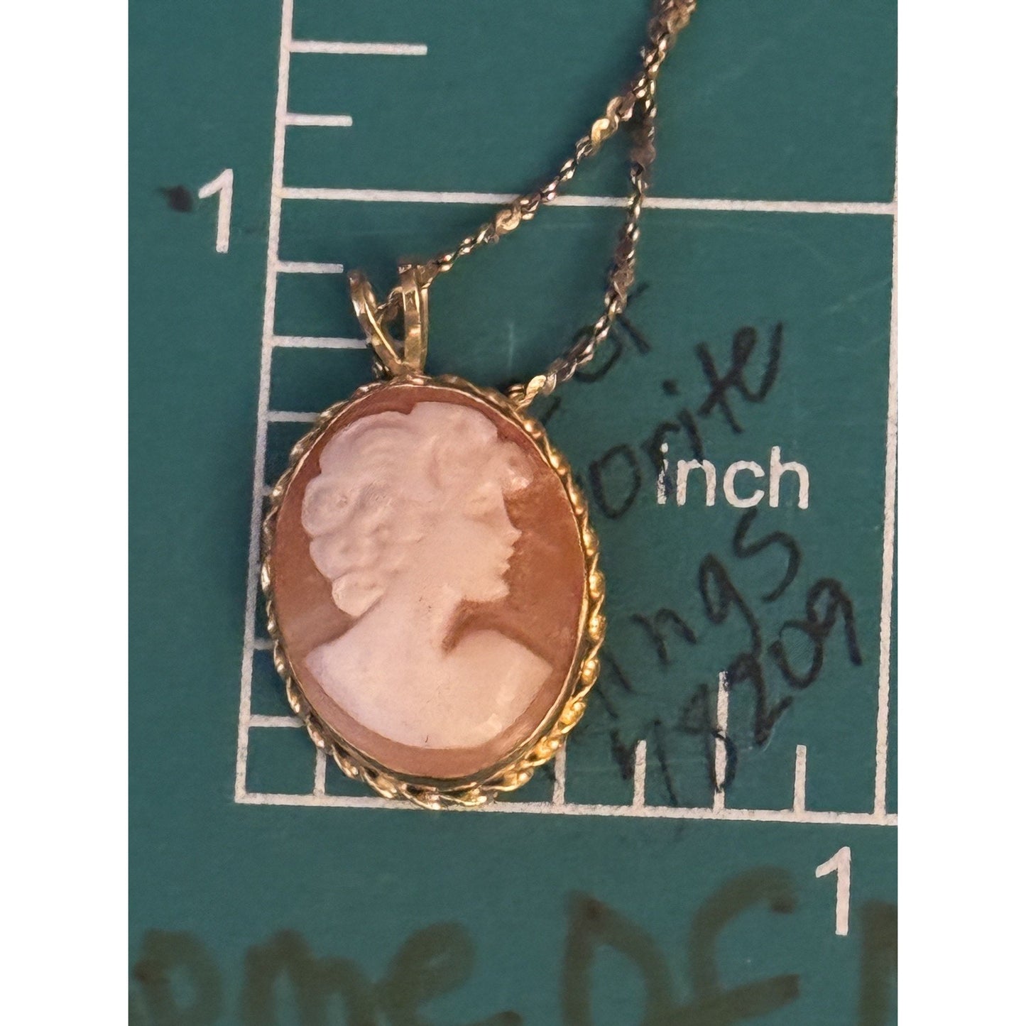 Danecraft Italy 925 Gold Vermeil Chain w/ Vintage Shell Cameo Pendant 20”