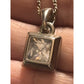 Sterling Silver 925 Princess Cut Clear CZ Cube Pendant Necklace 7g Modern 18”