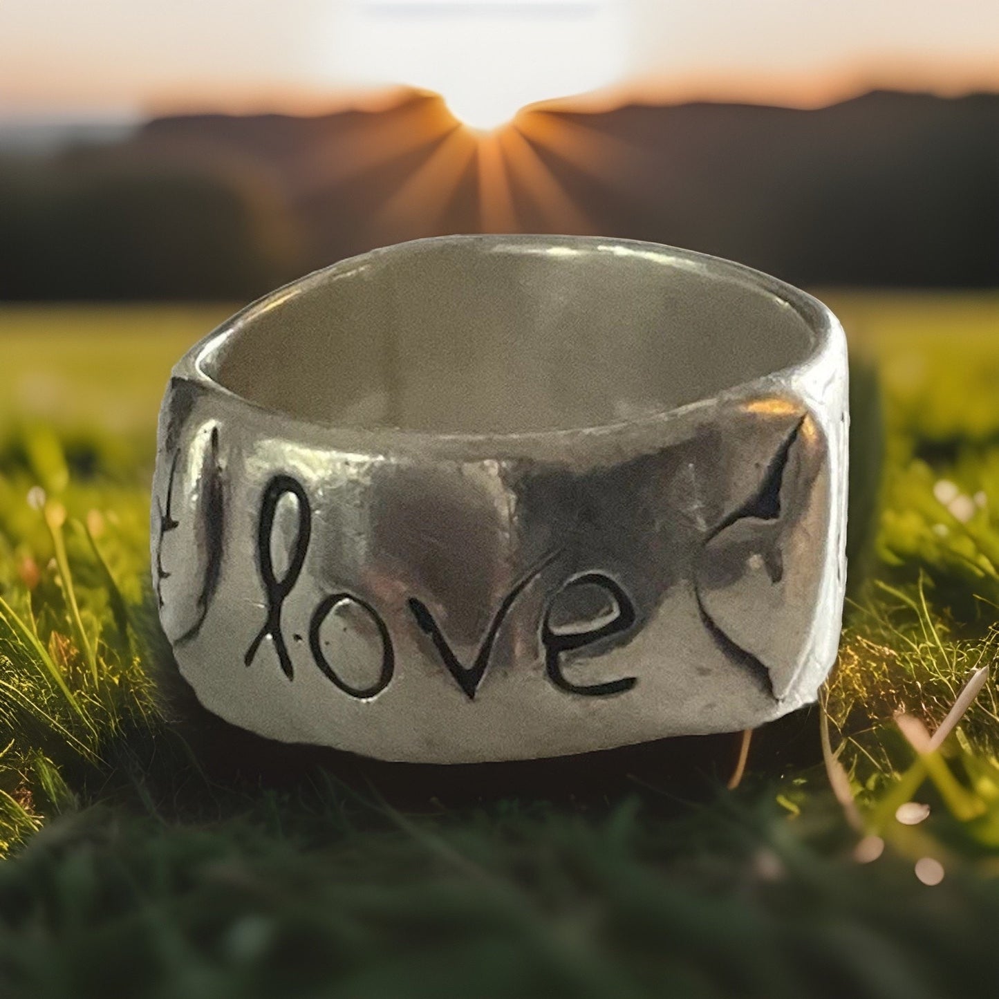 925 Inspirational Ring Live Love Laugh Band Wide Statement Ring Size 9.5