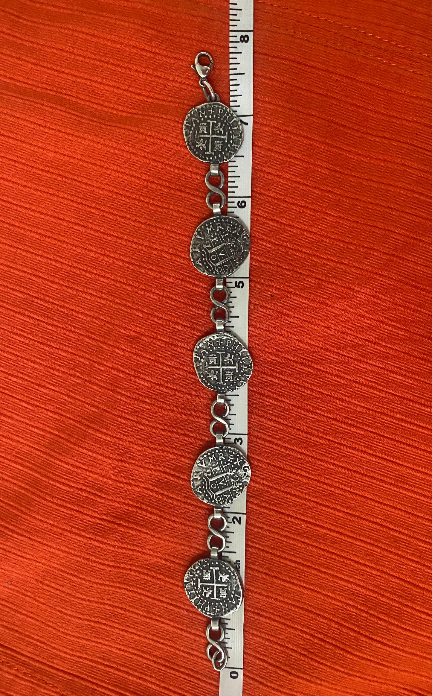 Preowned James Avery Retired HTF Rare Silver Pieces of Eight Bracelet