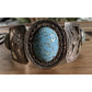 Vintage Taxco Mexico 925 Sterling Silver Turquoise Cuff Bracelet 38g