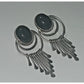 Vintage Sterling Silver AL Signed Onyx Dangle Earrings Southwestern Style