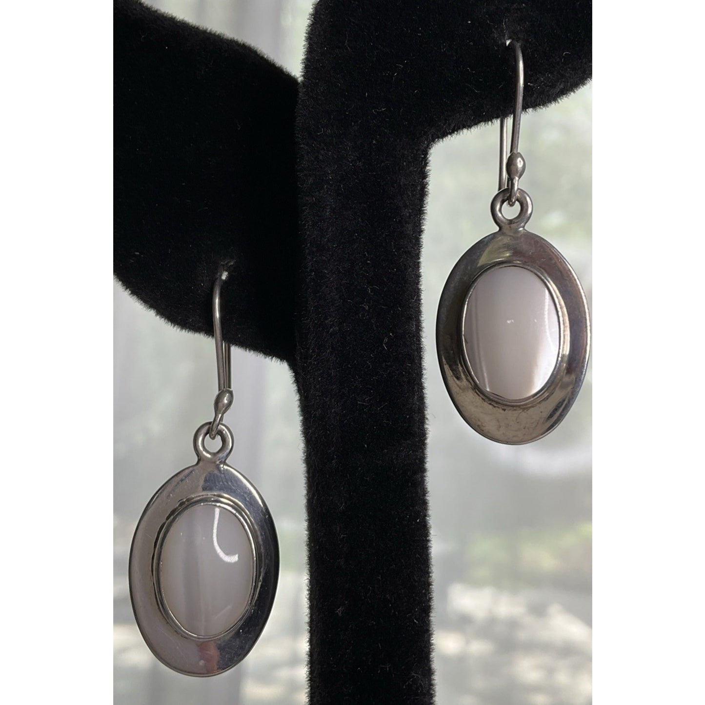 Vintage Sterling Silver Mother of Pearl MOP Dangle Drop Earrings 925