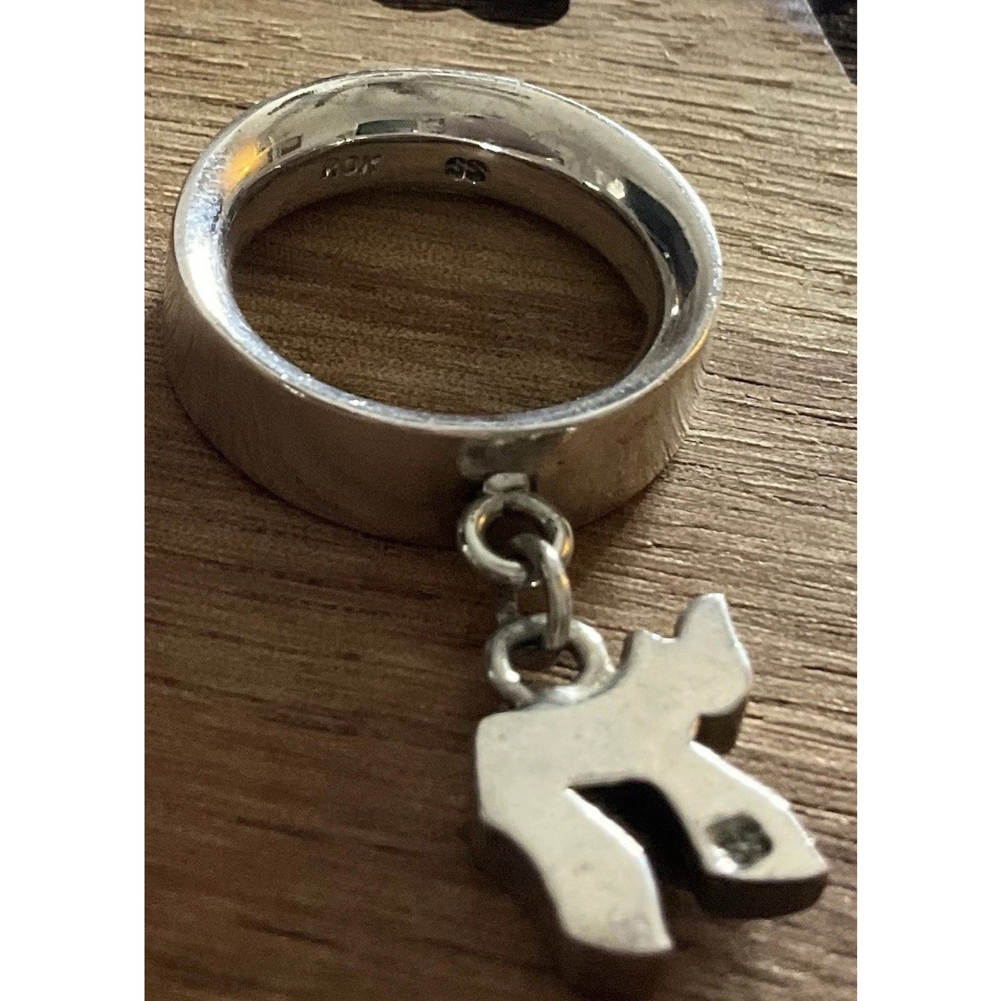 Roxanne Assoulin ROX Sterling Silver Chai Ring Hebrew חי Charm Ring Size 4.5