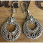 Vintage DGS Sterling Silver Turkey Filigree Crescent Moon Floral Dangle Earrings