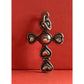 Vintage Sterling Silver Puffy Heart Cross Charm Pendant Southwestern Style