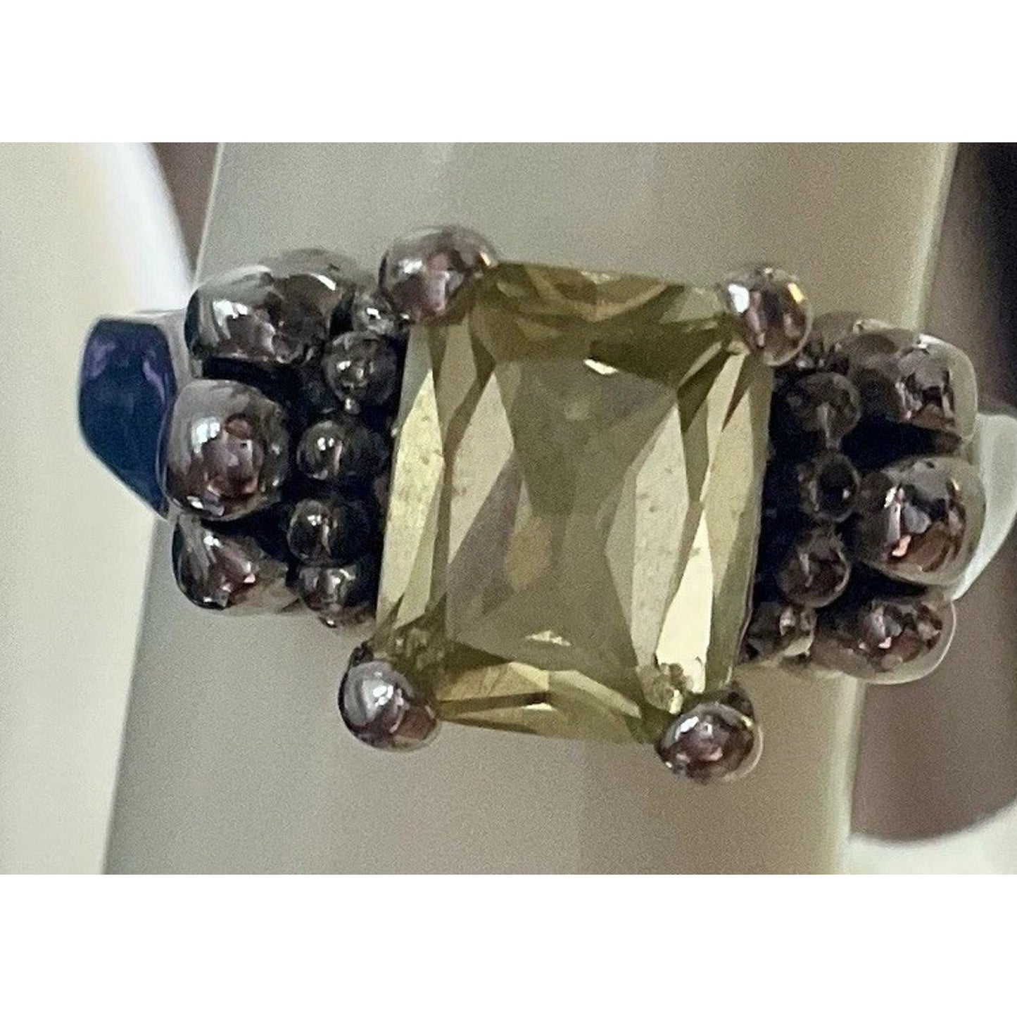 STERLING SILVER VINTAGE 925 Lemon Quartz Cushion Gemstone Ring Size 9