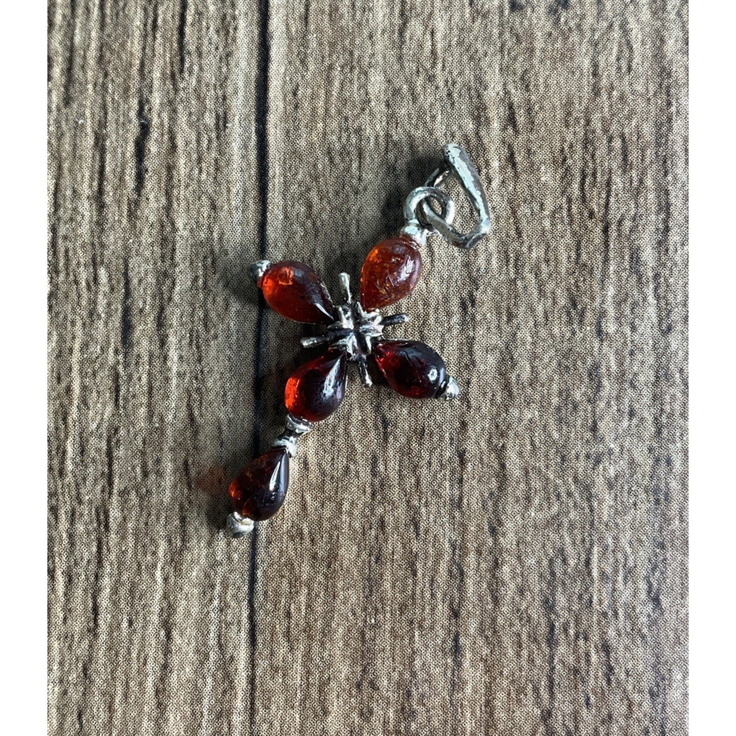 Sterling Silver Red Gem Cross Pendant