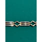 Vintage Italy 925 Sterling Silver And Gold Two Tone Geometric Link Bracelet 7.5”