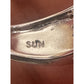 Signed SUN 925 Sterling Silver 3 Stone Oval Opal Ring Pave Size 6.5 Wide Band