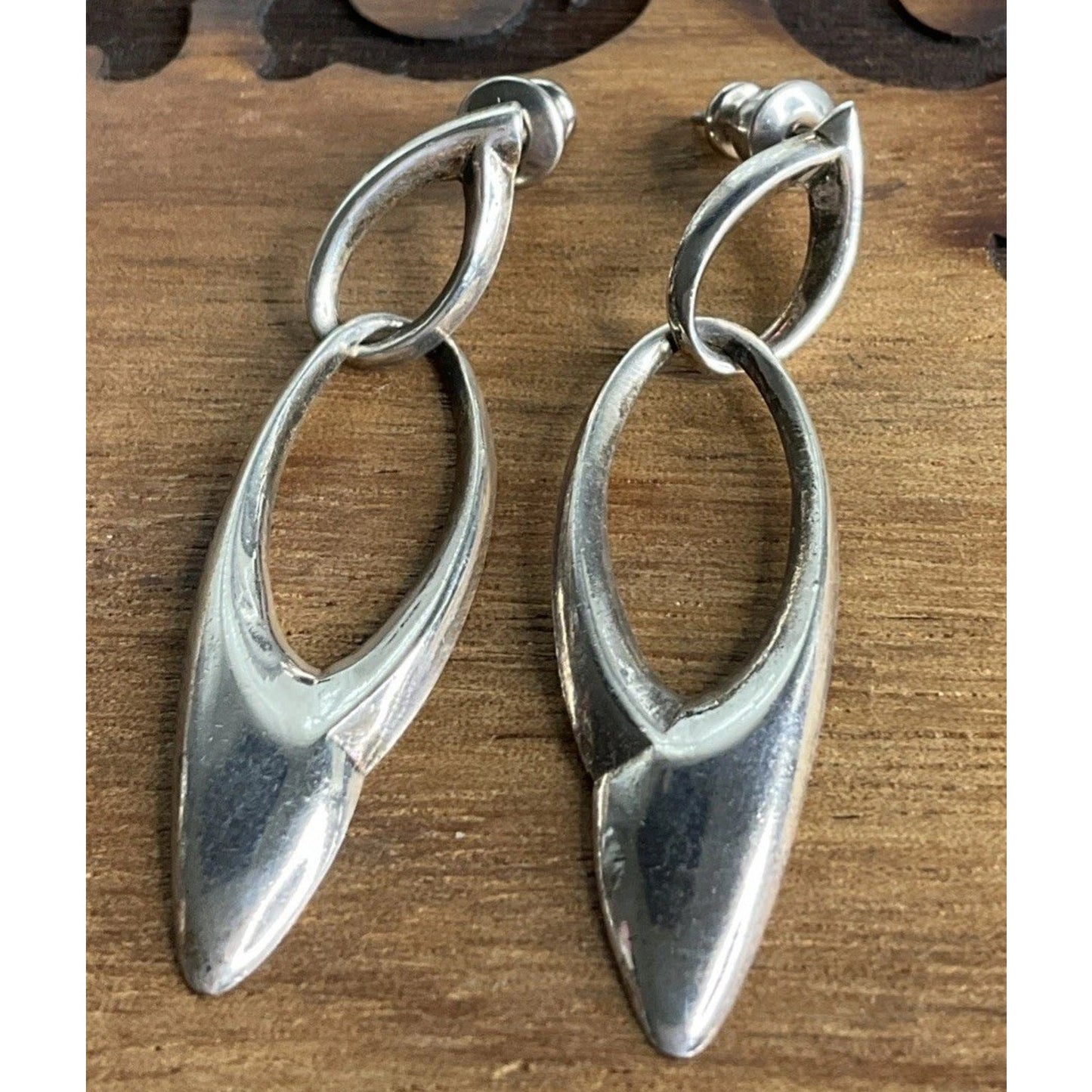 Sterling Silver Modern Teardrop Dangle Earrings Minimalist 925