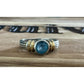 Vintage Sterling Silver Two Tone Blue Aquamarine Gemstone Ring Size 7.5