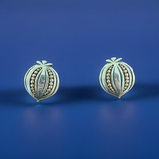 Pre Owned James Avery Retired Silver & 14k Gold Pomegranate French Clip Earrings